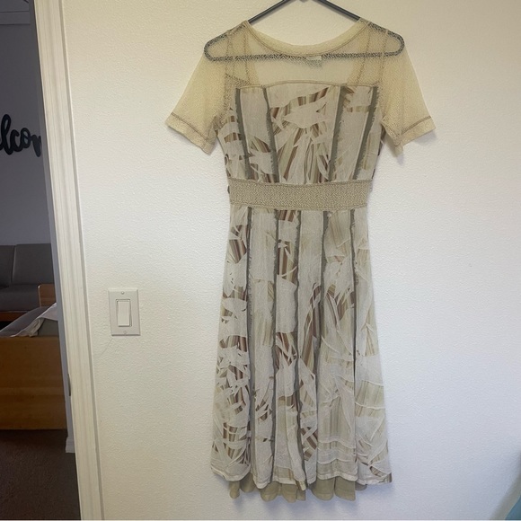 Vintage 90's Y2K Legatte Jeans Brown White Printed Slip Dress Deep Vneck… - Picture 9 of 10